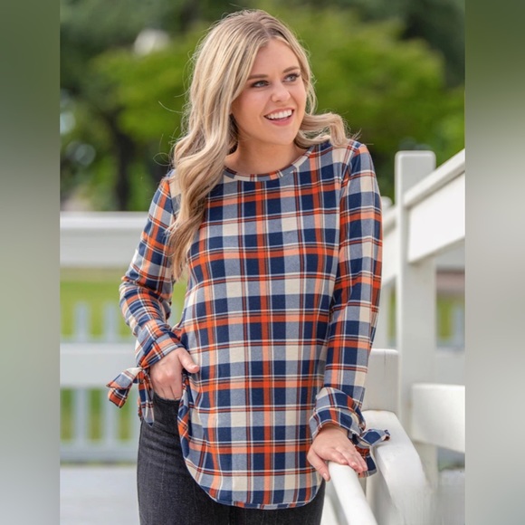 NWT! All Tied Up in Plaid Top (S-2X) - Picture 4 of 5